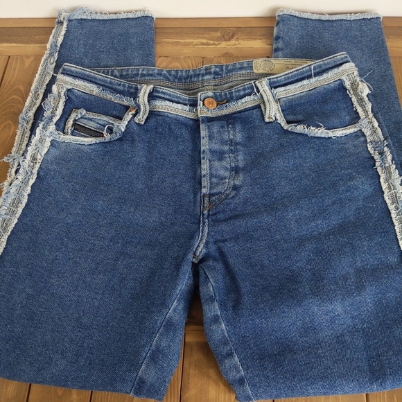Diesel Skinny Cropped Raw Hem Jeans SZ 28 - Picture 4 of 16